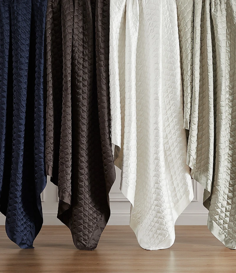 HiEnd Accents High Shine Satin Quatrefoil Embroidered Quilt