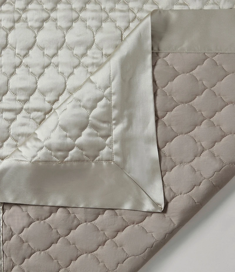 HiEnd Accents High Shine Satin Quatrefoil Embroidered Quilt Mini Set