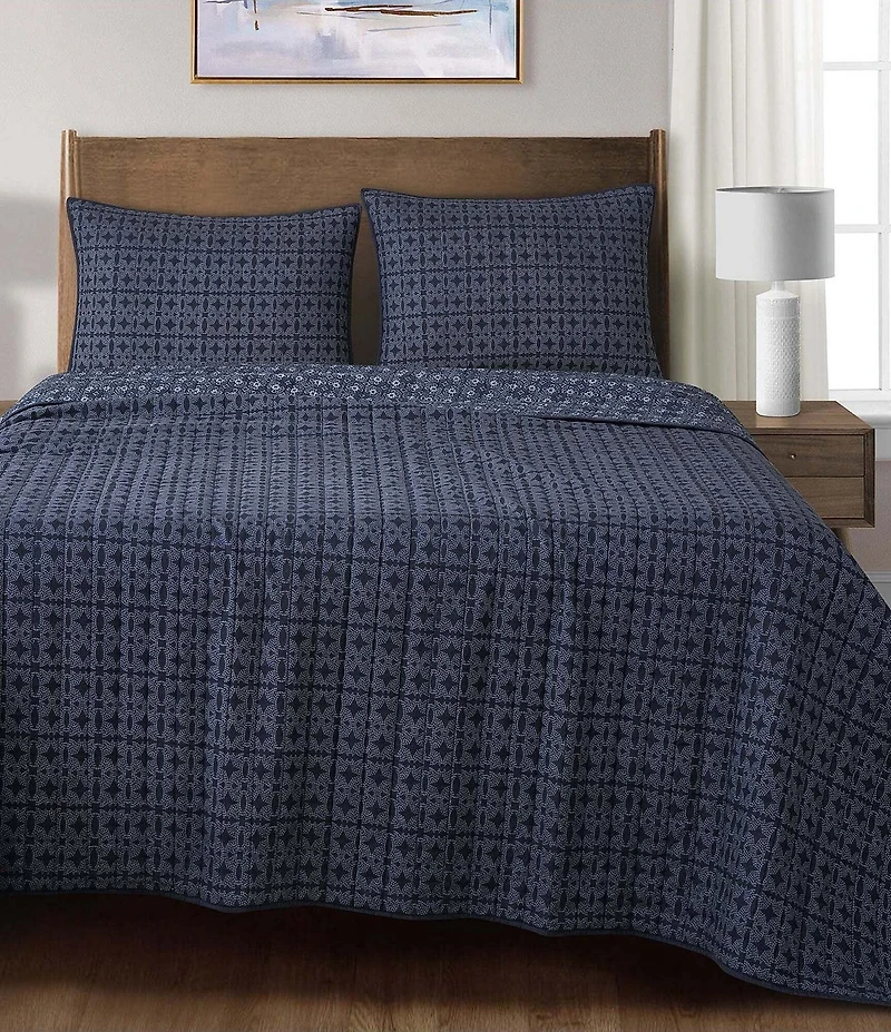 HiEnd Accents Indigo Collection Reversible Quilt Mini Set