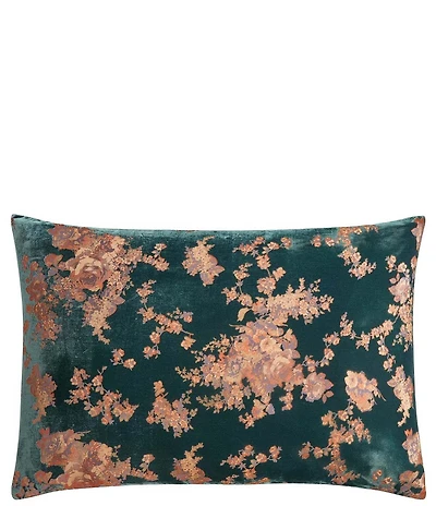 HiEnd Accents Josephine Floral Burnout Faux Silk Velvet Dutch Cover Euro Pillow