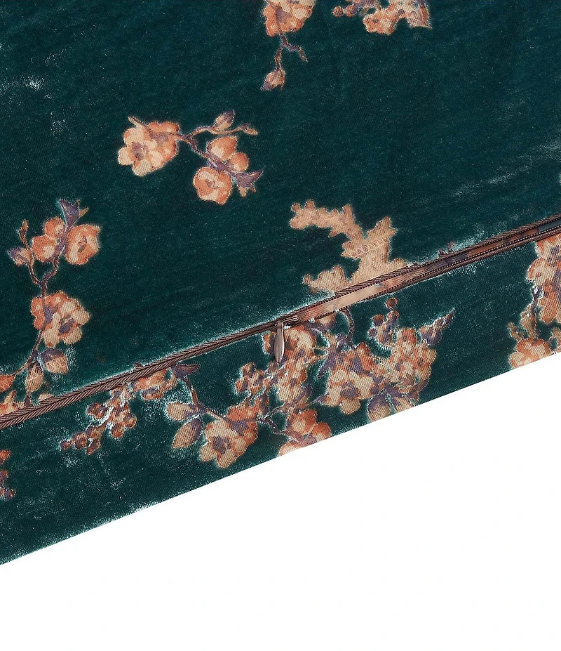 HiEnd Accents Josephine Floral Burnout Faux Silk Velvet Dutch Cover Euro Pillow