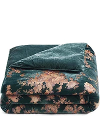 HiEnd Accents Josephine Floral Burnout Faux Silk Velvet Flanged Throw