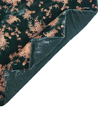 HiEnd Accents Josephine Floral Burnout Faux Silk Velvet Flanged Throw