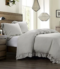 HiEnd Accents Lily Collection Washed Linen Ruffled Comforter Mini Set