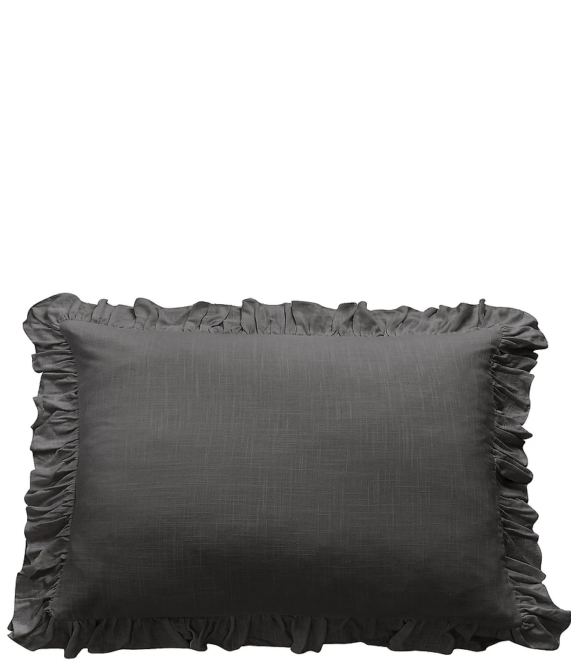 Hiend Accents Lily Collection Washed Linen Ruffled Dutch Euro Pillow