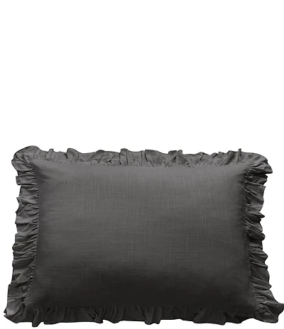 Hiend Accents Lily Collection Washed Linen Ruffled Dutch Euro Pillow