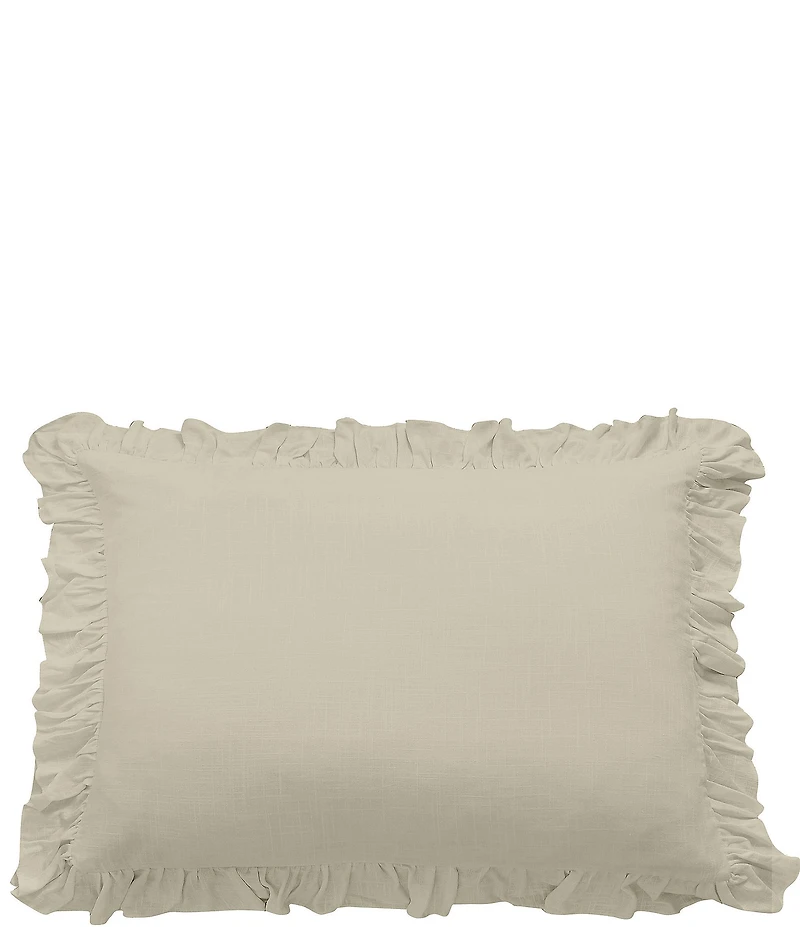 Hiend Accents Lily Collection Washed Linen Ruffled Dutch Euro Pillow