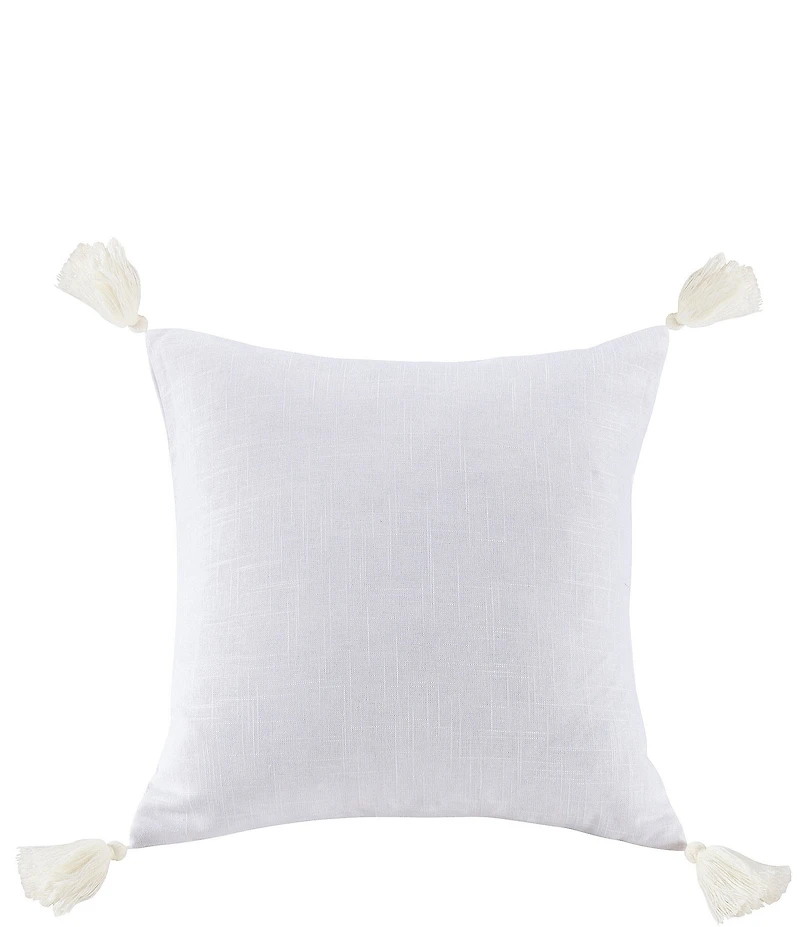 HiEnd Accents Luna Collection Washed Linen Tasseled Square Pillow