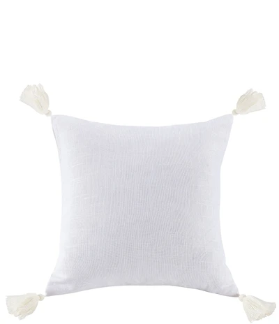 HiEnd Accents Luna Collection Washed Linen Tasseled Square Pillow