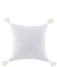 HiEnd Accents Luna Collection Washed Linen Tasseled Square Pillow
