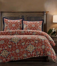 HiEnd Accents Melinda Washed Linen Medallion Print Comforter Mini Set