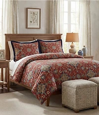 HiEnd Accents Melinda Washed Linen Medallion Print Comforter Mini Set
