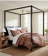 HiEnd Accents Melinda Washed Linen Medallion Print Comforter Mini Set