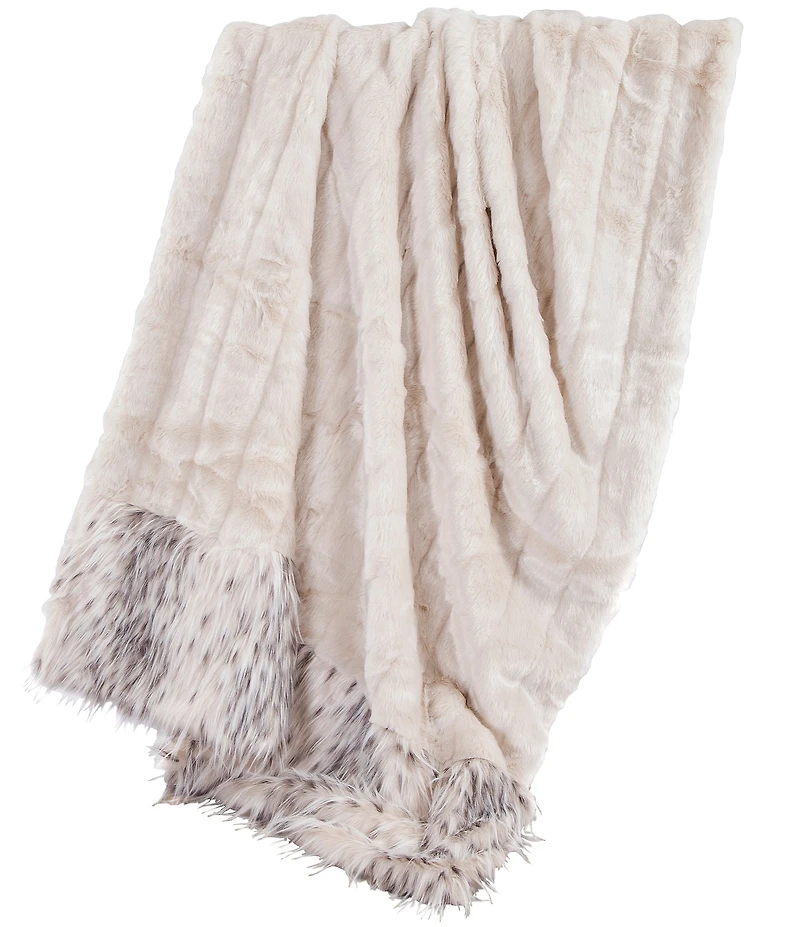 HiEnd Accents Oversized Faux Fur Snow Leopard Throw Blanket