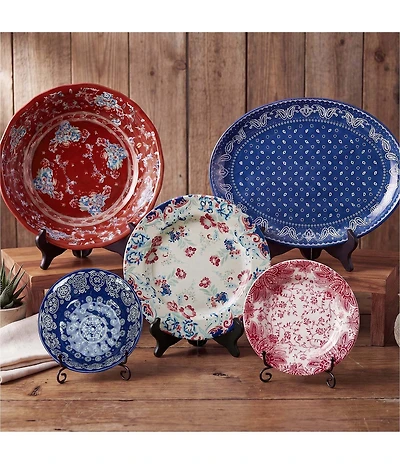 HiEnd Accents Paseo Road Collection Patchwork Bandana 14-Piece Melamine Dinnerware Set
