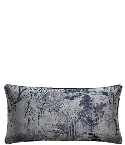HiEnd Accents Pastoral Jacquard Woven Metallic Idyllic Countryside Motif Lumbar Pillow