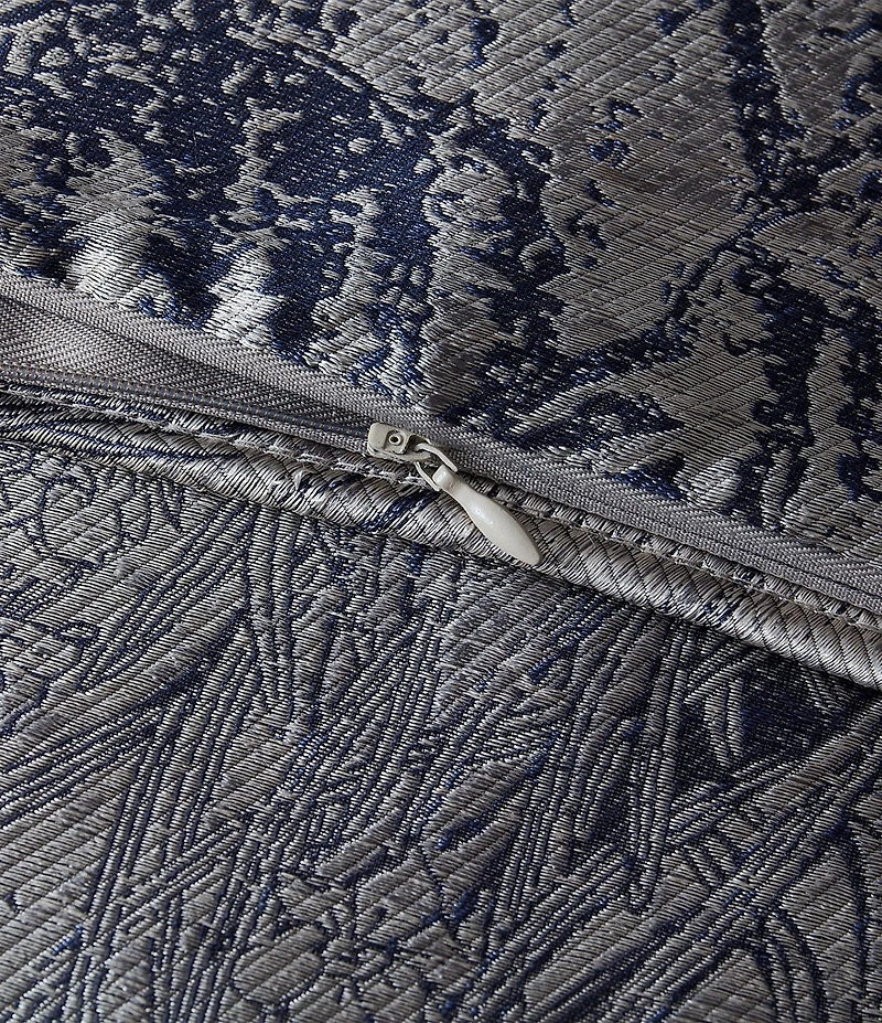 HiEnd Accents Pastoral Jacquard Woven Metallic Idyllic Countryside Motif Lumbar Pillow