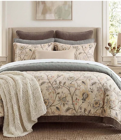 HiEnd Accents Penrose Collection Floral Washed Linen Comforter Mini Set