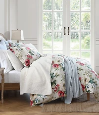 HiEnd Accents Peony Collection Watercolor Floral Printed Washed Linen Duvet Cover Mini Set