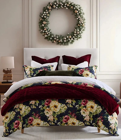 HiEnd Accents Peony Collection Watercolor Floral Printed Washed Linen Duvet Cover Mini Set