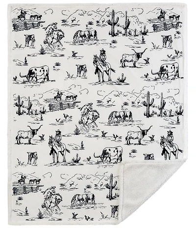 HiEnd Accents x Indigo Hill Ranch Life Western Toile Campfire Sherpa Throw