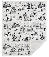 HiEnd Accents x Indigo Hill Ranch Life Western Toile Campfire Sherpa Throw