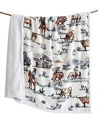 HiEnd Accents x Indigo Hill Ranch Life Western Toile Campfire Sherpa Throw