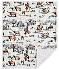 HiEnd Accents x Indigo Hill Ranch Life Western Toile Campfire Sherpa Throw