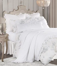 HiEnd Accents Rosaline Washed Floral Linen Comforter Mini Set