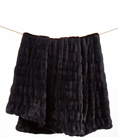 HiEnd Accents Ruched Faux Rabbit Fur Collection Double-Sided Throw Blanket