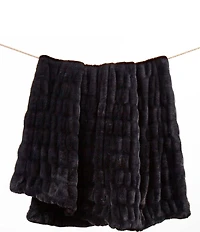 HiEnd Accents Ruched Faux Rabbit Fur Collection Double-Sided Throw Blanket