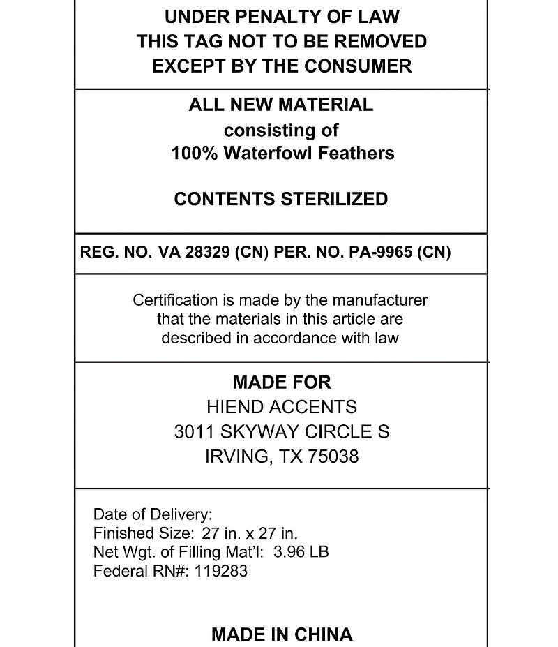 HiEnd Accents Ruched Rabbit Double-Sided Euro Pillow with Down Insert