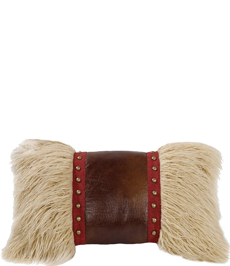 Paseo Road by HiEnd Accents Rushmore Studded Mongolian Faux Fur Breakfast Pillow