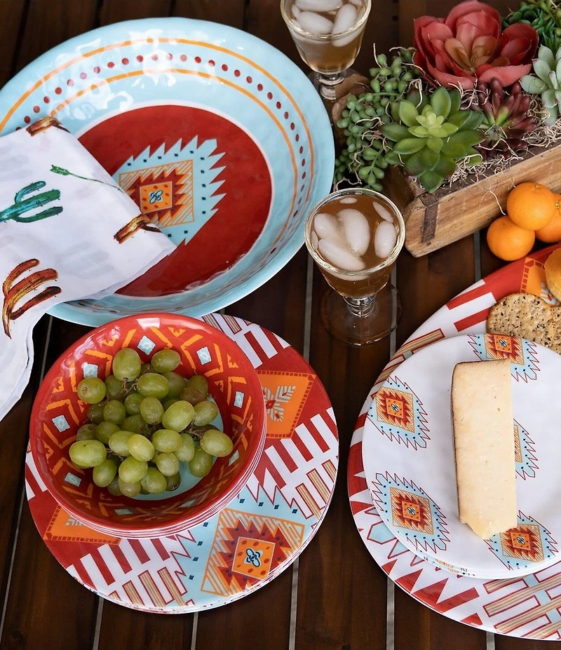 HiEnd Accents Southwest Melamine Dinner Plate, Set of 4