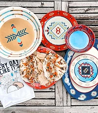 HiEnd Accents Spirit Valley Collection 14-Piece Melamine Dinnerware Set