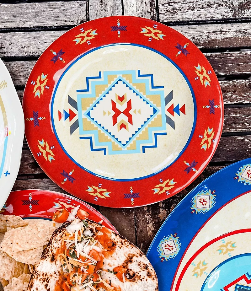 HiEnd Accents Spirit Valley Collection Melamine Southwestern Pattern Dinner Plates, Set of 4