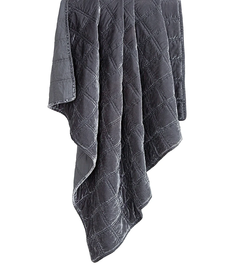 HiEnd Accents Stella Collection Faux Silk Velvet Double Box Stitched Throw Blanket
