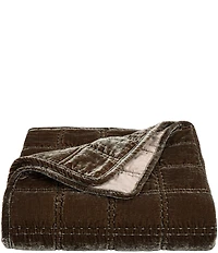 HiEnd Accents Stella Collection Faux Silk Velvet Double Box Stitched Throw Blanket
