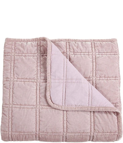 HiEnd Accents Stella Collection Faux Silk Velvet Double Box Stitched Throw Blanket