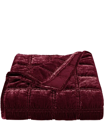 HiEnd Accents Stella Collection Faux Silk Velvet Double Box Stitched Throw Blanket