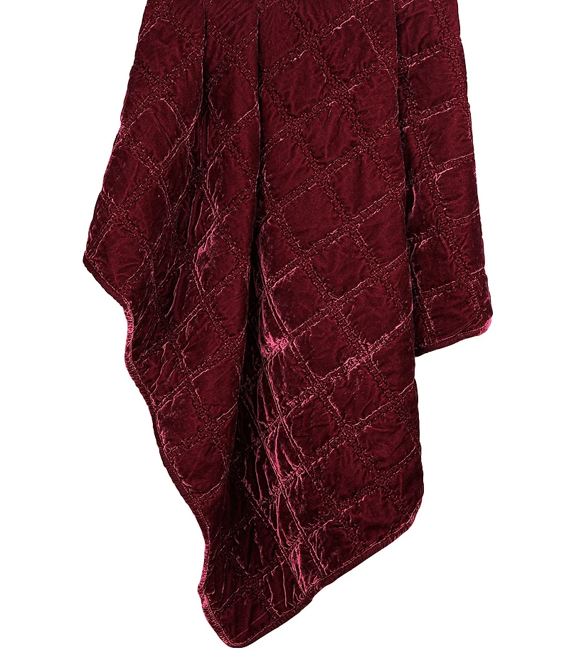 HiEnd Accents Stella Collection Faux Silk Velvet Double Box Stitched Throw Blanket