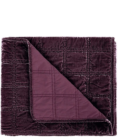 HiEnd Accents Stella Collection Faux Silk Velvet Double Box Stitched Throw Blanket