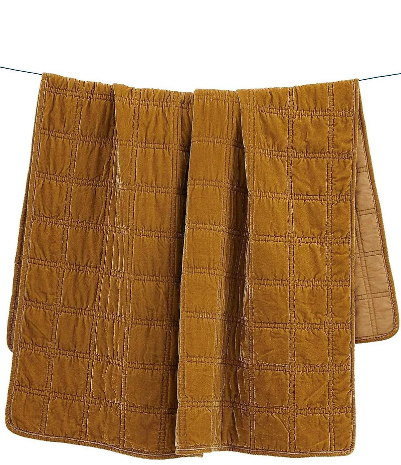 HiEnd Accents Stella Collection Faux Silk Velvet Double Box Stitched Throw Blanket
