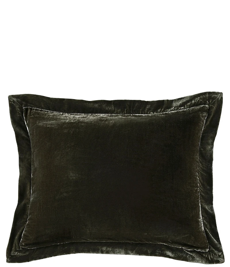 HiEnd Accents Stella Collection Faux Silk Velvet Flanged Dutch Euro Pillow