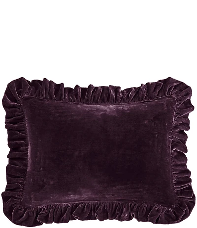 HiEnd Accents Stella Collection Faux Silk Velvet Ruffled Dutch Euro Pillow