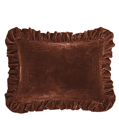 HiEnd Accents Stella Collection Faux Silk Velvet Ruffled Dutch Euro Pillow