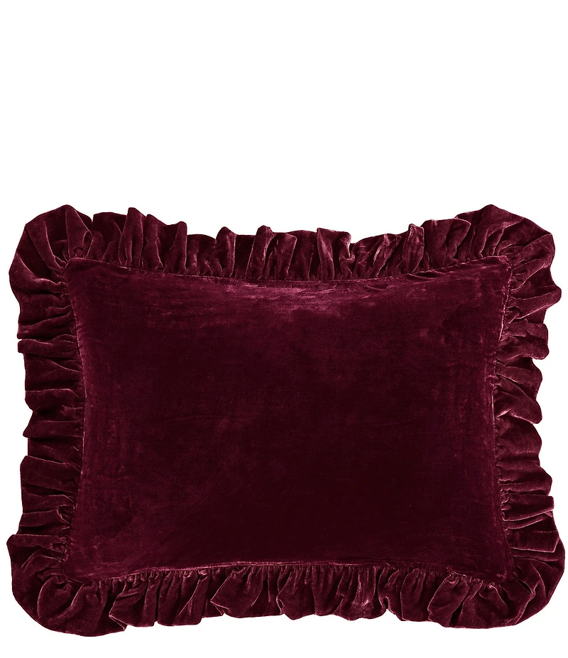 HiEnd Accents Stella Collection Faux Silk Velvet Ruffled Dutch Euro Pillow