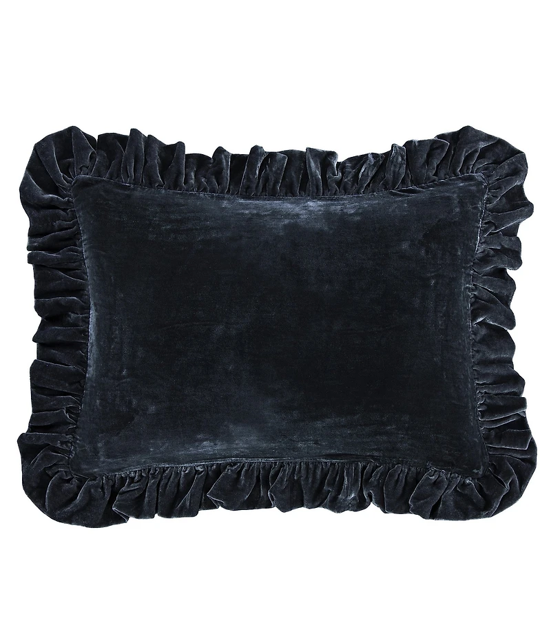 HiEnd Accents Stella Collection Faux Silk Velvet Ruffled Dutch Euro Pillow
