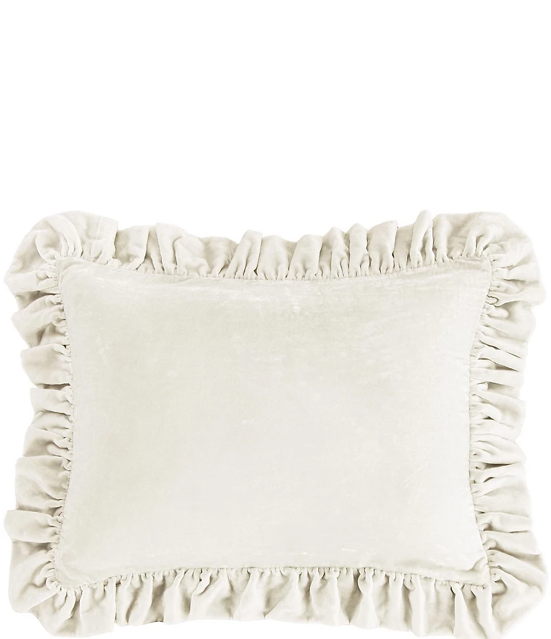 HiEnd Accents Stella Collection Faux Silk Velvet Ruffled Dutch Euro Pillow