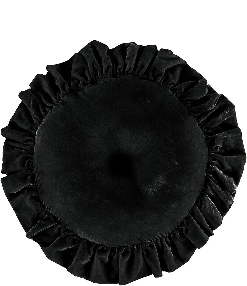HiEnd Accents Stella Silk Ruffled Trim Round Pillow